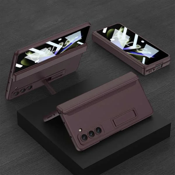 för Samsung Galaxy Z Fold 5 Skal med Gångjärnsskydd och Inbyggt Ställ, Stöttåligt Hårt PC-Skal för Samsung Galaxy Z Fold 5