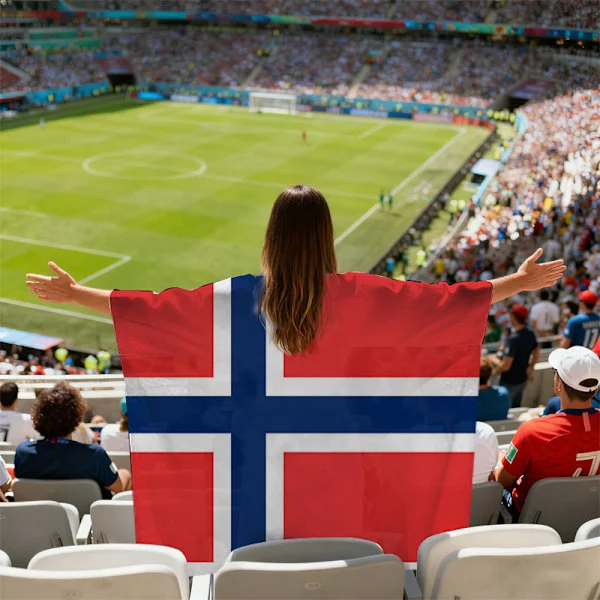 Norway Cross Flag Football Fan Cape, Lightweight Vibrant National Flag Poncho, Stadium Cheering Accessory for Sports Events & World Cup