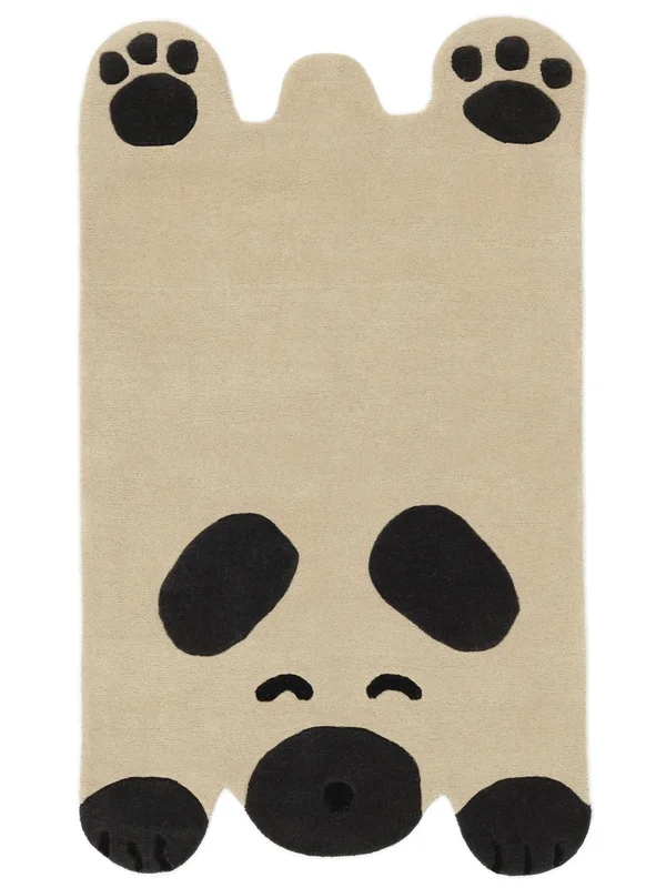 Bo Dog Kids Rug 95X160 Small Cream Beige/Dark Grey Animal Wool