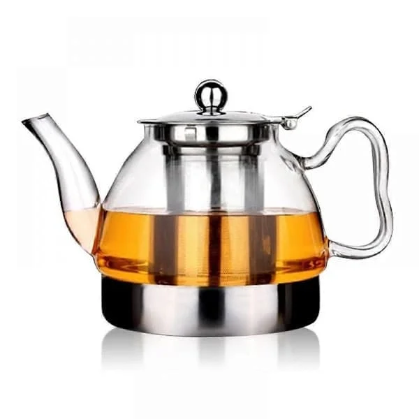 Induction hob glass jug, clear glass teapot for hob, floral teapot - 800ml -FS-