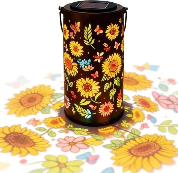[KK]Colorful Sunflower Glow Solar Lamp for Garden, Waterproof Outdoor Sunflower Lights, Solar Powered Hanging Lantern for Patio Yard Walkway Colorful.