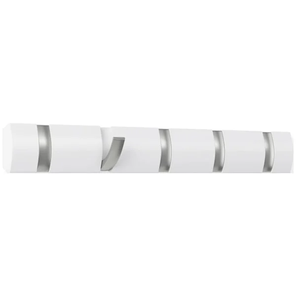 Wall Mounted Coat Rack with 5 Hooks, White