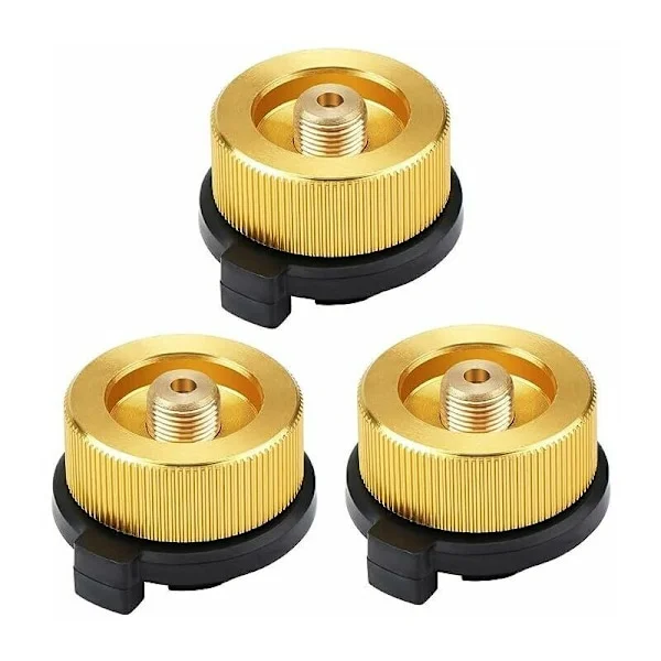 3 stk. udendørs gaskomfur-stik, camping gasflaske-adapter, gaskonverteringshovedadapter, dyseforbindelse, gaskomfur-ventiladapter, GU.B/god