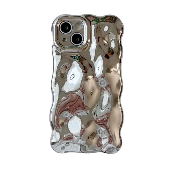 Passar till iPhone 14 Pro Max 6,7 tum telefonfodral, söt enfärgad lockig vågig stöttålig mjuk TPU-buffert telefonfodral, godisfärg vattenkrusning 3D 