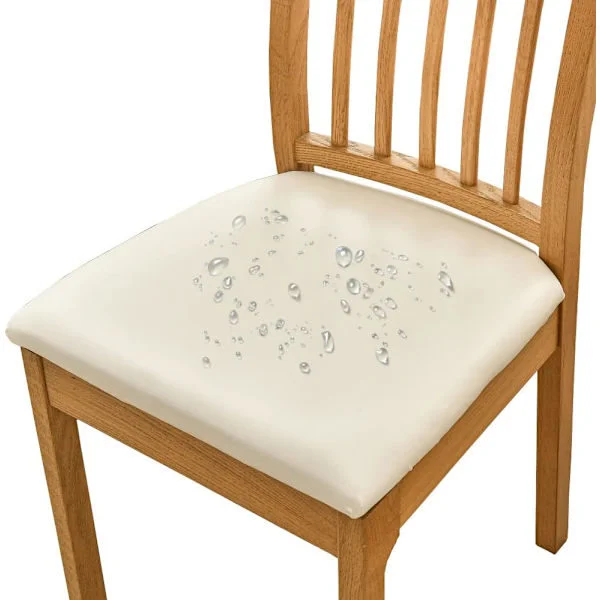 st spisestuestoltrekk for vanntett sete PU-skinn stoltrekk for stoler, beige beige Beige