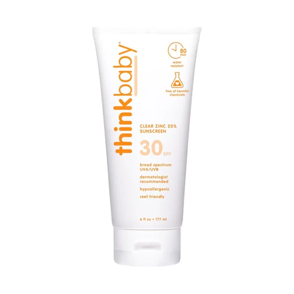30 Mineral Baby Solkrem med Klar Sinkoksid, 6 Fl Oz – Naturlig, Vannavstøtende Solkrem for Barn og Småbarn - Kroppssolkrem UVA/UVB Solbeskyttelse
