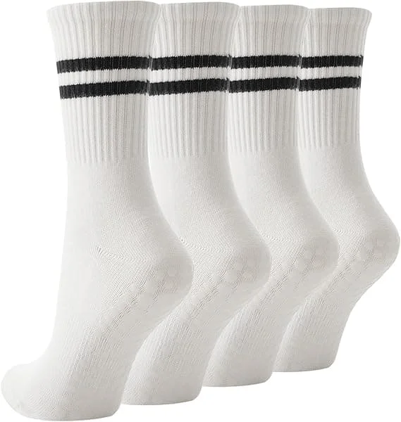 4 Pairs Pilates Socks with Grip, Non-Slip Socks for Yoga, Workout, Ballet, and Dance.
