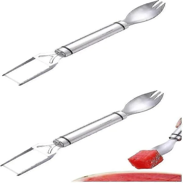 Watermelon Slicer, 2-in-1 Melon Slicer Fork, Watermelon Slicer Fruit Slicer, Made of Stainless Steel With Double Head - Axe