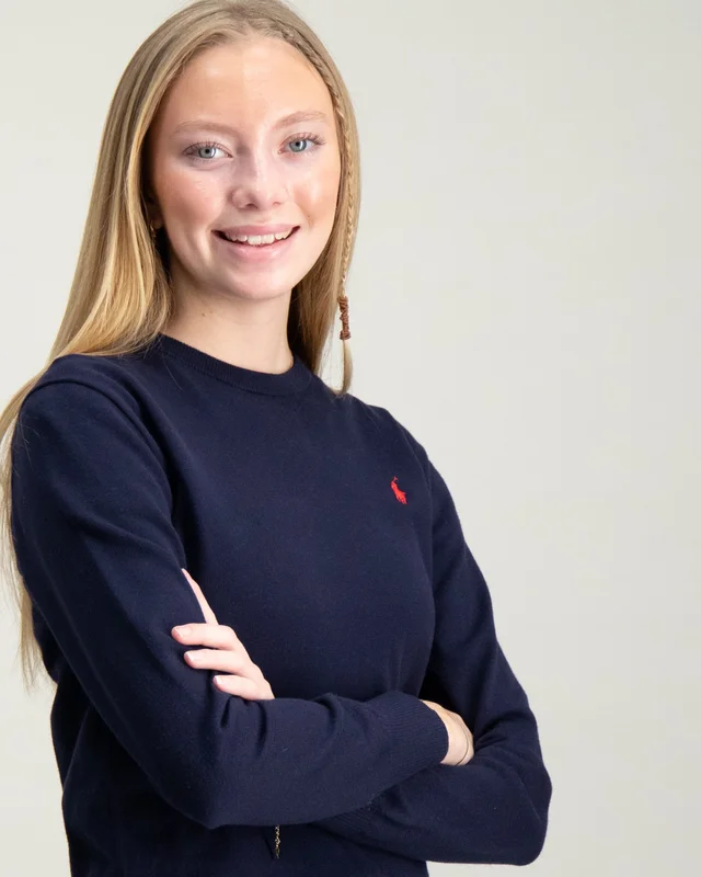 Polo Ralph Lauren Cotton Crewneck Sweater Blå Genser Jente - Kids Brand Store