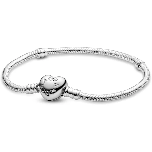 Pandora Smycken Moments Hjärta Lås Ormkedja Berlock Sterling Silver Armband, 16 cm