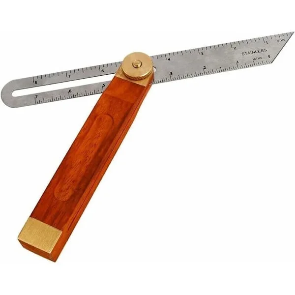 Glidande smygvinkel, glidande T-smygvinkel, snickarvinkel, dubbelsidig stoppvinkel 318 mm, snickarstoppvinkel T-Schmiege 26 mm..DEBUNS