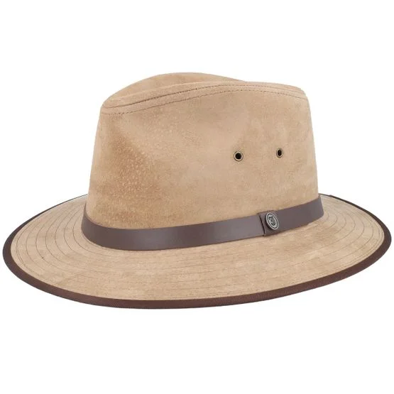 Jaxon & James - Brown fedora Kapelusz - Nubuck Leather Safari Fedora @ Hatstore
