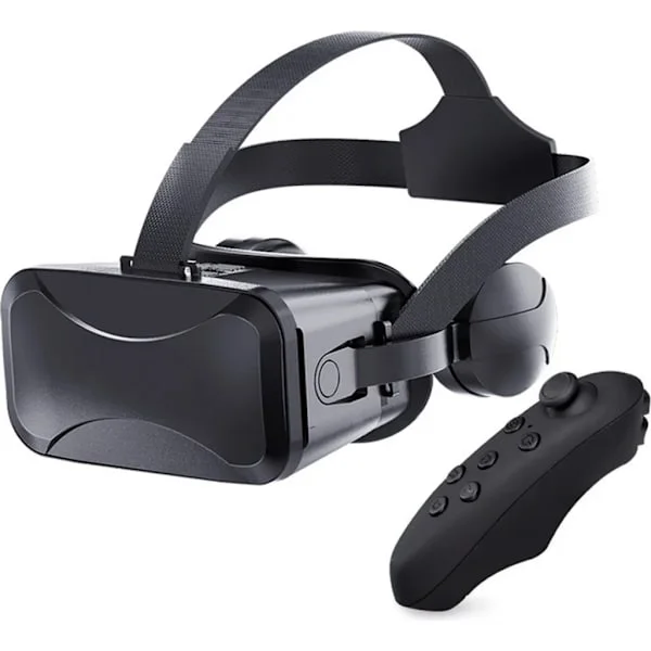 VR-headset Virtuella verklighetsglasögon 3D med fjärrkontroll Upplev spel för Android/iOS 4,7-6,7 tum, (Svart)