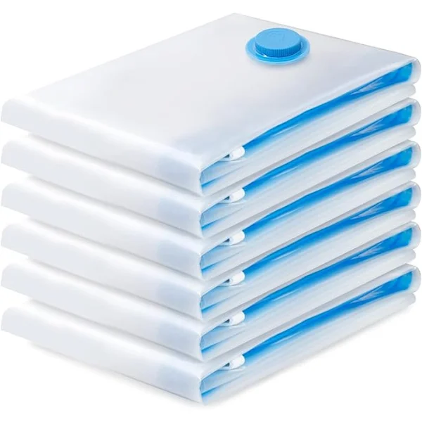 Vakuum oppbevaringsposer for klær — 6-pakning, medium (70 x 50 cm) — Gjenbrukbare — Ideelle for klær, dyner, sengetøy, puter og mer — Et 