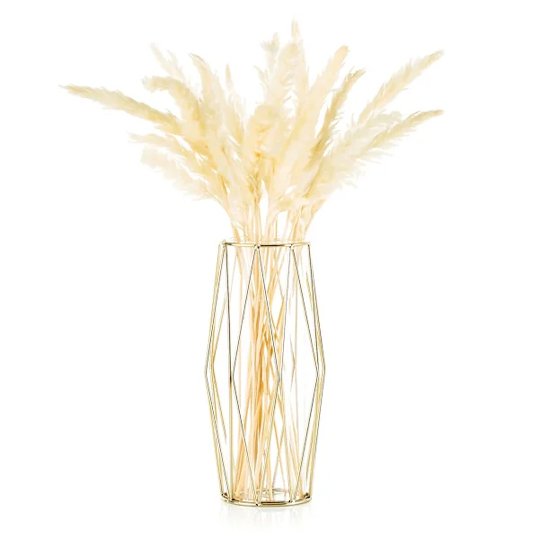 Glass Vase for Flowers Gold, Modern Large Vases for Pampas