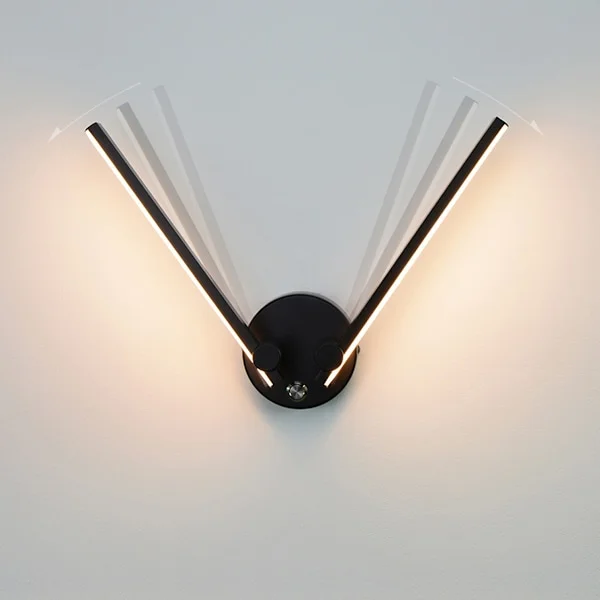 Kylpyhuoneen seinävalaisin kytkimellä, 2 lamppua, 12W LED kylpyhuoneen peilille, 73cm kaksois-LED-valo säädettävällä varrella 300° (Musta 3000K)