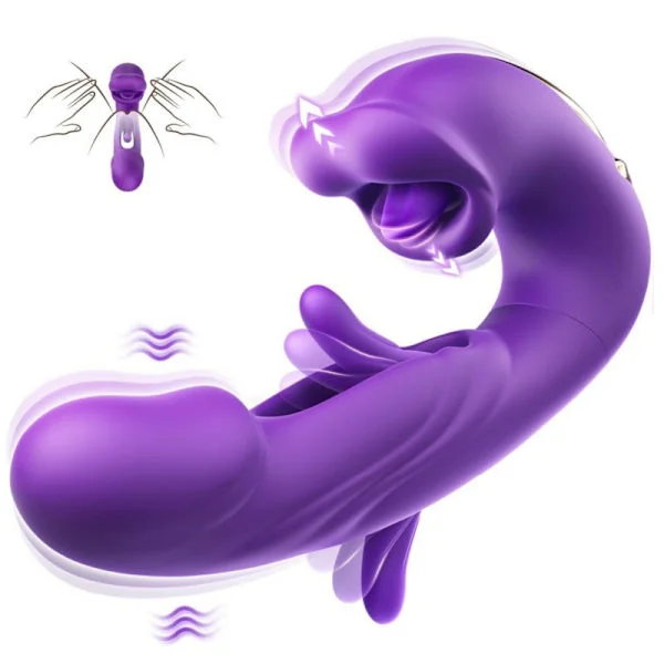 Thrusting Vibrator Sexlegetøj - G-punkt Vibrator Tungelegetøj til Kvinder Sexlegetøj med 7 Flappende & Vibrerende & Slikkende Tilstande Dildo