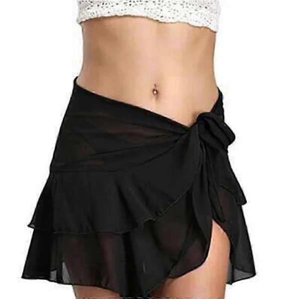 Chiffon Strand Sarong for Kvinner, Multifunksjonell Skjørt med Volanger for Badedrakt