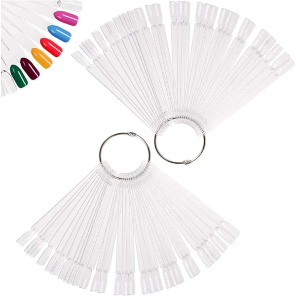 Nail Swatch 100 Pcs Nail Swatch Sticks Nail Color Display Nail Display Tips Nail Art Tips Sticks with Metal Ring