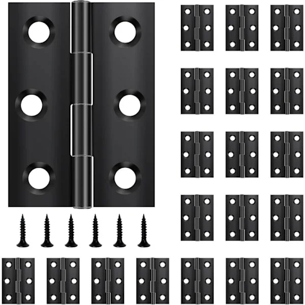 20-pack Folding Hinges 44mm × 31mm, Black Stainless Steel Hinges, Piano Hinges, Small Hinges, Door Hinges for Doors, Windows, Cabinets with 120 Screws