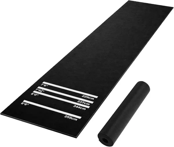 (SC)Heavy Duty Non-Slip Rubber Dart Mat, 4 Standard Throw Lines Oche, Floor Protector for Steel and Soft Tip Darts, 300cm x 62cm