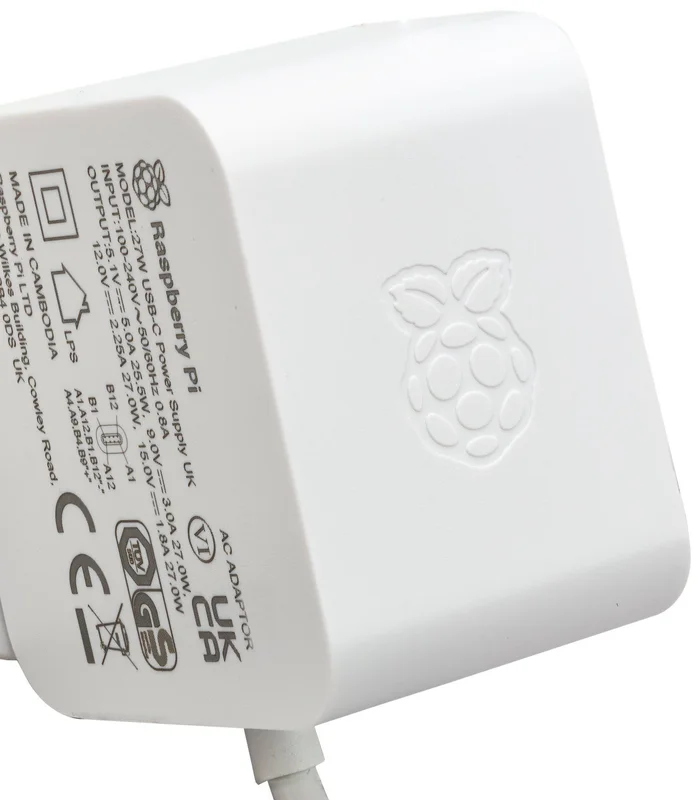 Raspberry Pi 27 W USB-C-strømforsyning til Pi 5 (4) – hvit