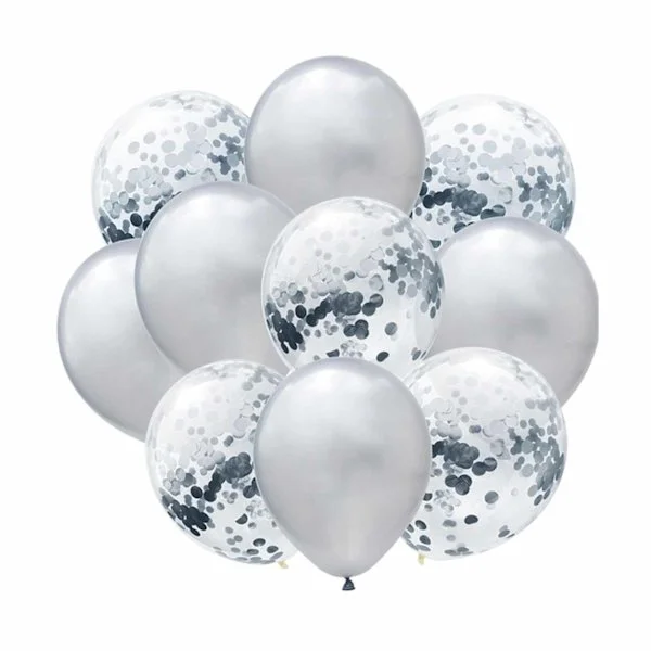 10-pack balloner sølv metalliske konfetti balloner fødselsdag