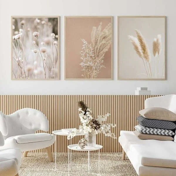 Lerretstrykk Pampasgress Planter Natur Landskap Tørket Gress Moderne Boho Botanisk Plakat Galleribilder 20x30cm(8x12in) x3 Uten ramme