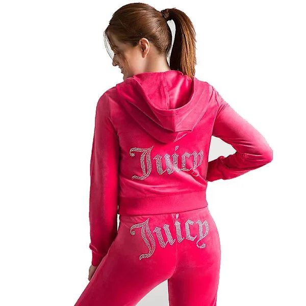 Velour Juicy Sömnadsdräkt Huvtröjor Sammet Dragkedja Sweatshirt Och Byxor Set Sportkläder 2023 Dam Vår/Höst Träningsoverall Crop Top
