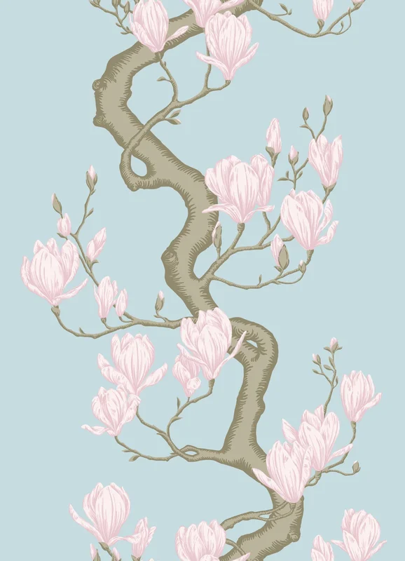 Magnolia Tree wallpaper - Cole & Son Sample / Sky Blue and Blush