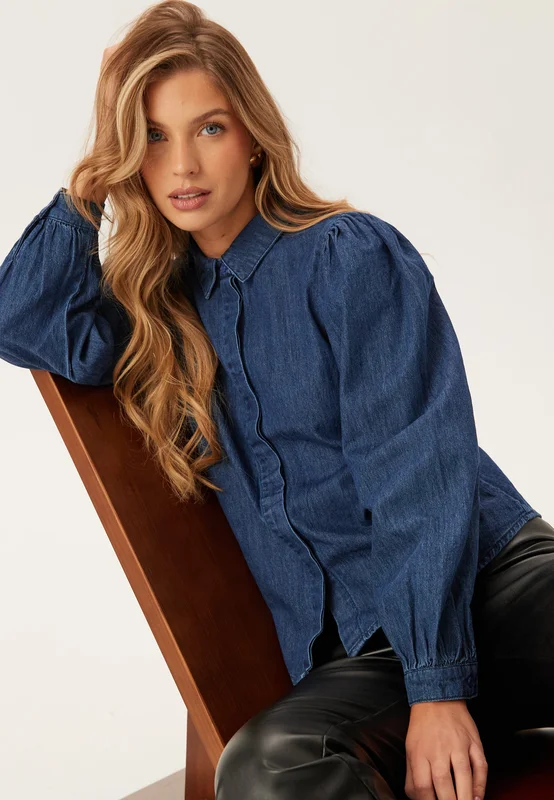 VERO MODA-Vmnily Ls Dnm Shirt-Dark Blue Denim