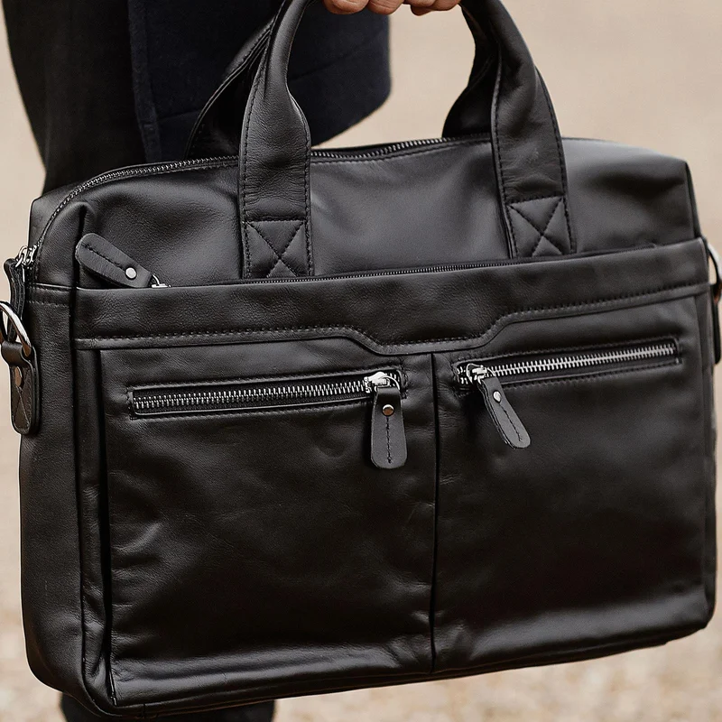 Borsa per computer Mark in pelle nera per uomini - Borse in pelle