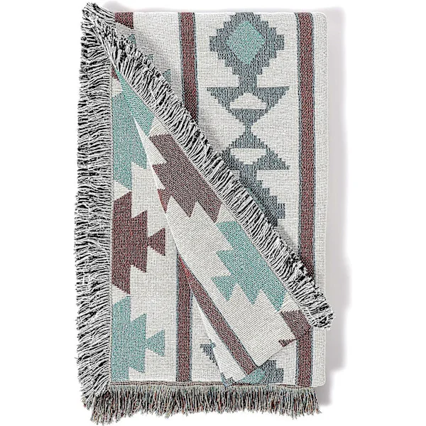 Aztec Pläd Sydväst Stamfiltar med Tofsar Indianer Kasta Överdrag för Soffa Stol Säng Utomhus Strandresa 50"x60", Multicol