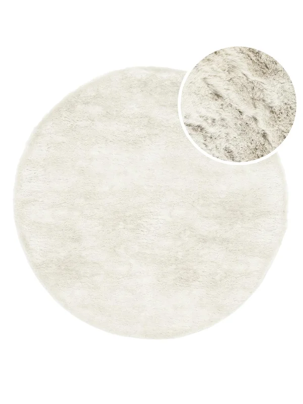 Shaggy Rug Ember White Round Small Oeko-Tex