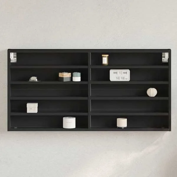 vidaXL Vitrinskåp svart 100x8,5x50 cm ingenjörsträ 847948