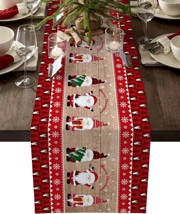 Julbordslöpare, Rustik Röd Rutig Tomte Löpare för Jul- och Födelsedagsfester, Kök- och Matbord, Heminredning, 46x183 cm (B)_tfrf