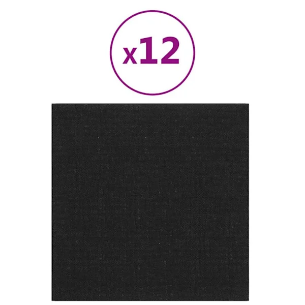 (SC)vidaXL Wall Panels 12 pcs black 30x30 cm fabric 1.08 m²