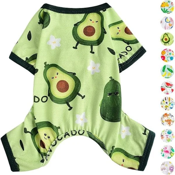 Dog Pajamas, Soft Stretchy Puppy Onesie Outfit for Small to Medium Dogs - Breathable Spring-Summer Dog Clothes for Puppies, Cats, Pe Green S S
