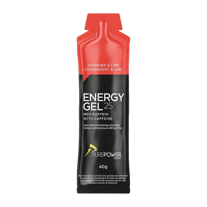 PurePower Energy Gel Jordbær/lime Koffein 40 g, Sport & Velvære, Protein & Energi, Energigel