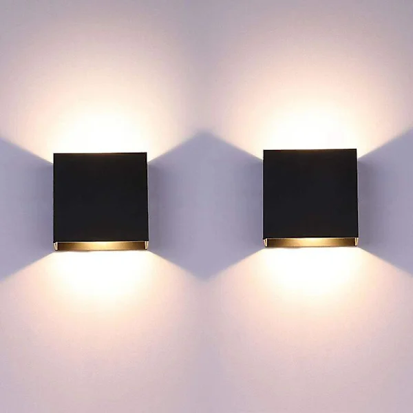 Nytt 2-pack LED Vägglampa Inomhus Upp och Ner Vägglampa Svart Vägglampa Modern 6w Aluminiumbelysning för Vardagsrum Sovrum Badrum Kök, Varmvit