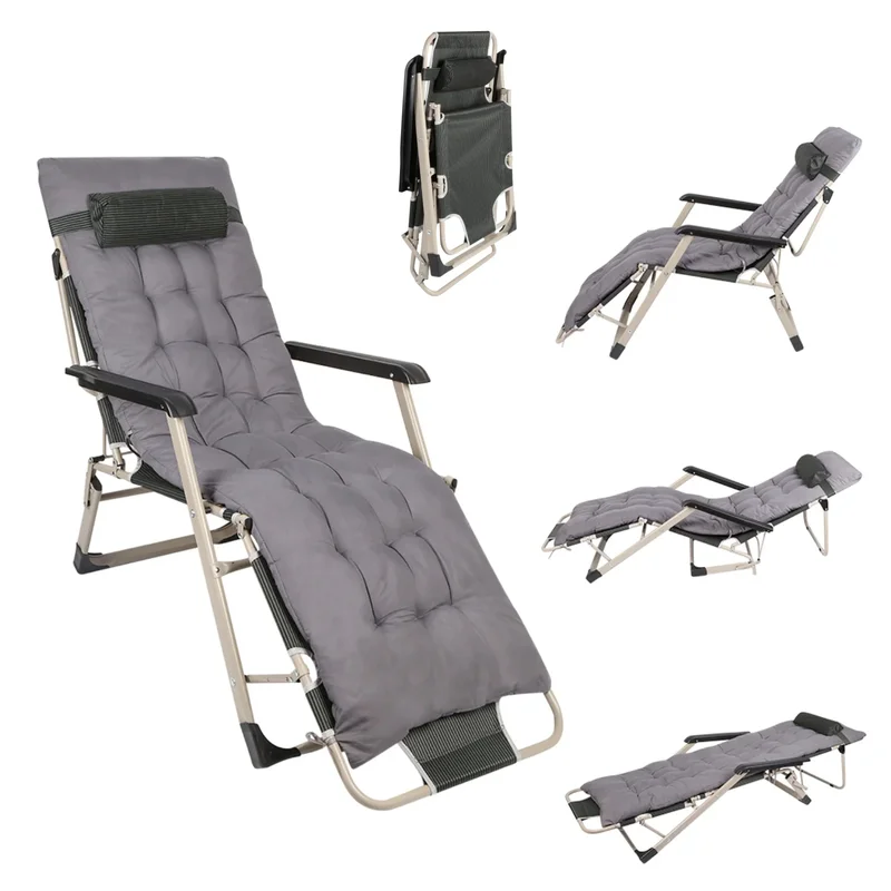 AliExpress - Chaise longue pliante, chaise longue de jardin, chaise longue de jardin avec dossier réglable, chaise de relaxation avec coussin