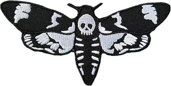 Death's Head Moths Embroidered Patches Appliques Iron On Patches for Clothing Jackets T-shirt Jeans Backpack