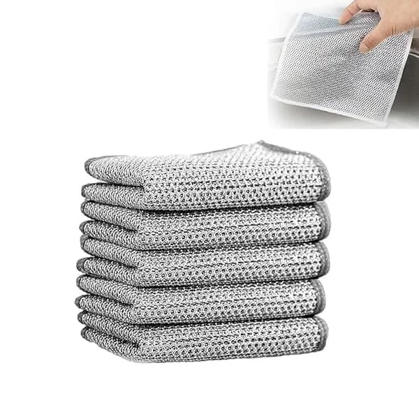 10-pakning ripefrie oppvaskkluter i nylonmikrofiber, gjenbrukbare rengjøringskluter for kjøkken, tallerkener, gryter, panner, benkeplater, grå
