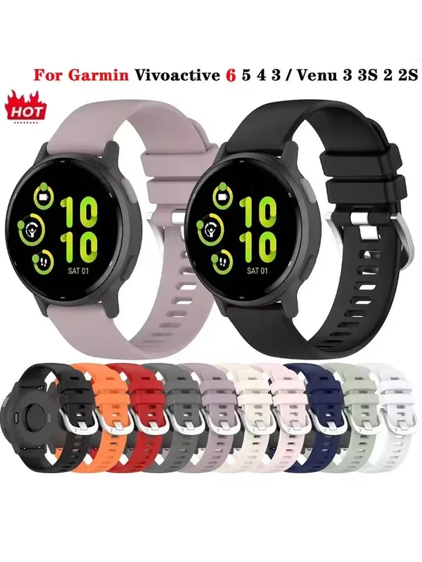AliExpress - 18mm 20mm 22mm siliconen horlogeband voor Garmin Vivoactive 6 5 4 4s Venu 4 3 2 2s SQ Forerunner 265 165 armband polsband