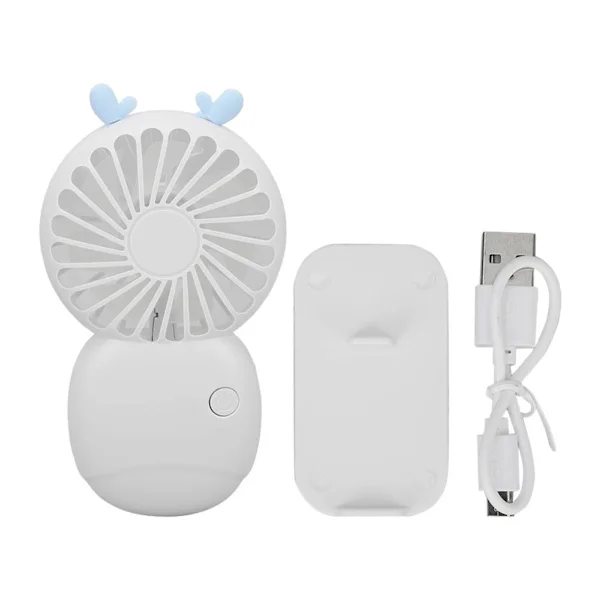 Mini Portable Pocket Fläkt USB Uppladdningsbar Handhållen Fläkt Hastighet Justerbar Litet skrivbord Tecknad Vit Faner