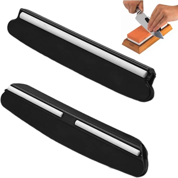 Knivslipsett med 2 stk slipehjelpemidler Knivslipeguide Vinkelguide Knivsliper Bryne Kniver Fast knivsliper for nybegynnere Svart