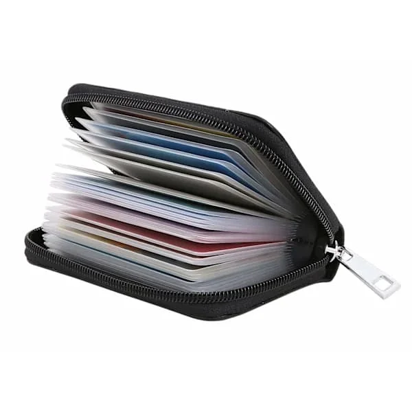 Genuine Leather Credit Card Holder ID Business Card Case Wallet for Men & Women (black)