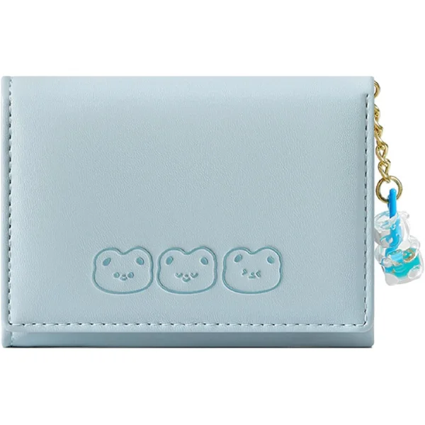 Women's Wallets PU Leather Wallet Cute Small Wallet with Bear Pendant Multifunctional Ladies Wallets with Credit Card Holder Organizer