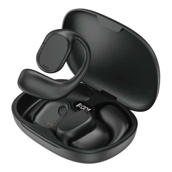 Åpne ørepropper, Bluetooth 5.3 ørepropper med mikrofon, vanntette trådløse ørepropper - svarte-XF17-