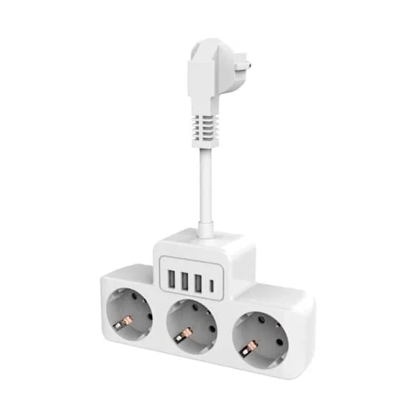 Grenuttak med individuell strømbryter, USB C Multigrenuttak Vegguttak med 4 uttak og 3 USB-ladere Grenuttak Euro Standard USB
